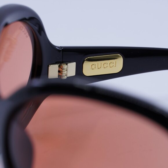 Gucci GG1381S 001 Sunglasses Shiny Black Cat Eye Frame, Red Lenses - Picture 9 of 11